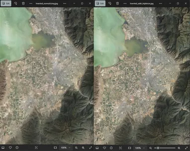 Sharp and blurry imagery layers in an exported map